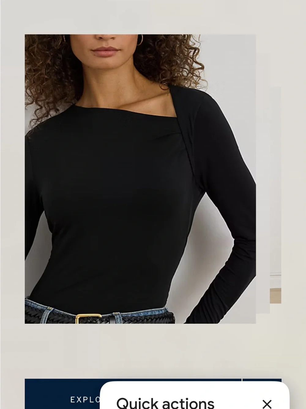 Lauren Ralph Lauren Black Asymmetrical Stretch Jersey Top - Picture 3 of 16